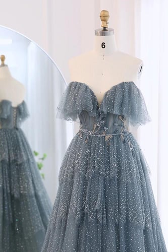 فستان أزرق رمادي بطبقات RC121