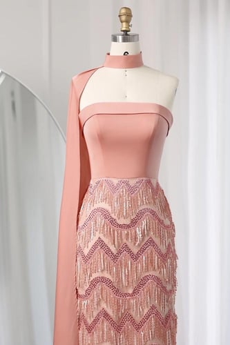 RC162 - فستان خرز هدب - بطيخي