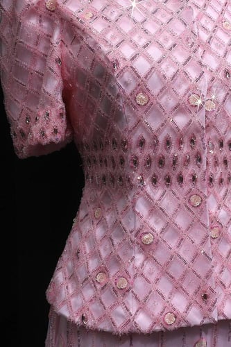 628 -فستان متكون من قطعتين - وردي