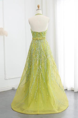 RC219 - فستان شك هالتر اخضر