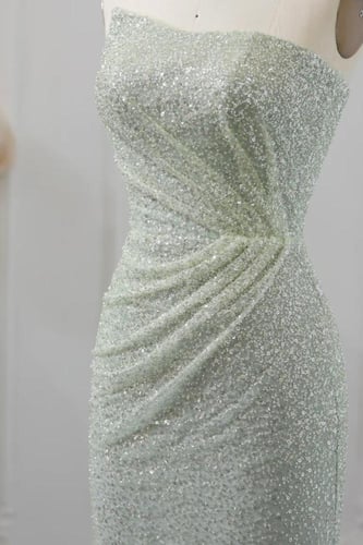 فستان اوف شولدر اخضر ناعم