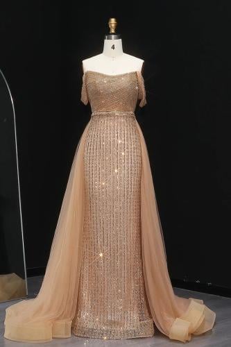 فستان شك مع حزام - ذهبي