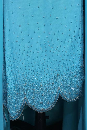 فستان ازرق تركواز شك طبقتين