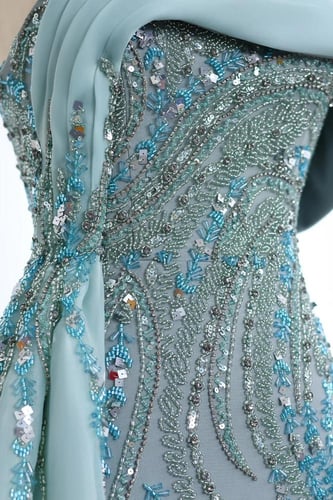 622 - فستان سهره مع شك تركواز