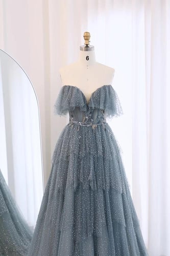 فستان أزرق رمادي بطبقات RC121