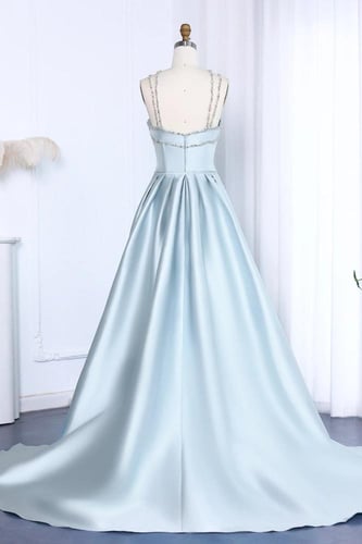 فستان ازرق سماوي مع كريستالات