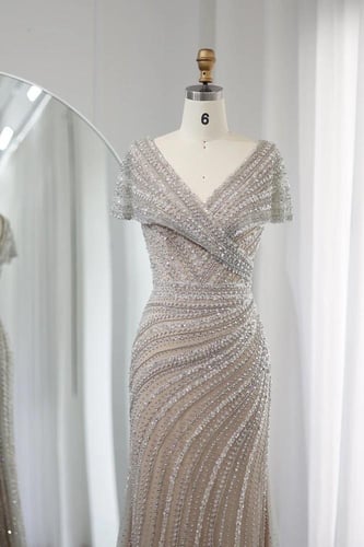 RC91 - فستان كريستال كم قصير