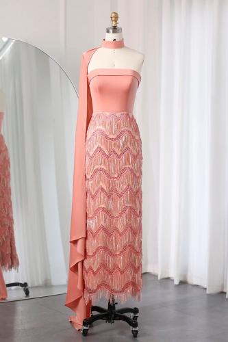 RC162 - فستان خرز هدب - بطيخي