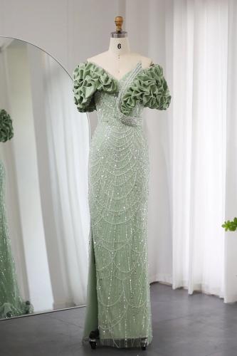 RC113 فستان اخضر اوف شولدر