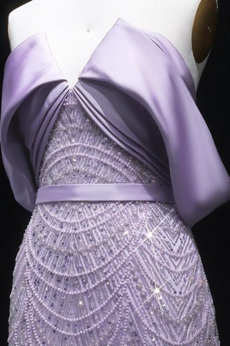 617 - فستان سهره بنفسجي مع شك