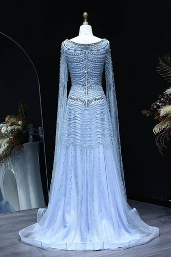 RC241 - فستان سهره شك يدوي ثقيل - ازرق