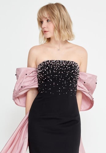 فستان كولكشن 2025 - اسود ووردي