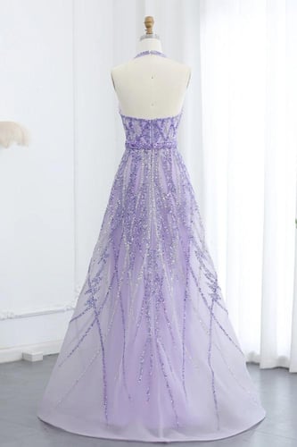 RC219 - فستان شك هالتر بنفسجي