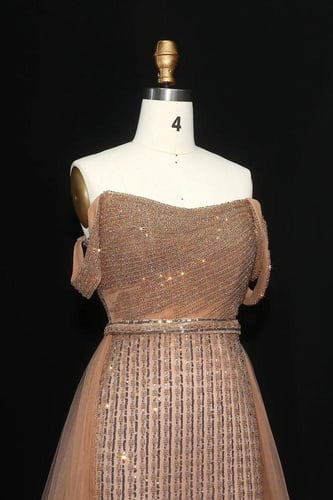 فستان شك مع حزام - ذهبي