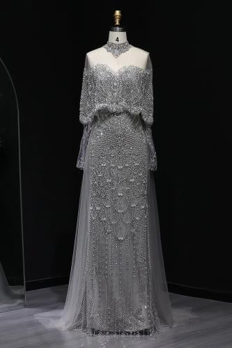 633 -فستان فاخر بتفاصيل كريستالية راقية