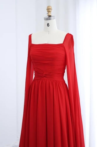 فستان شيفون ناعم احمر 507