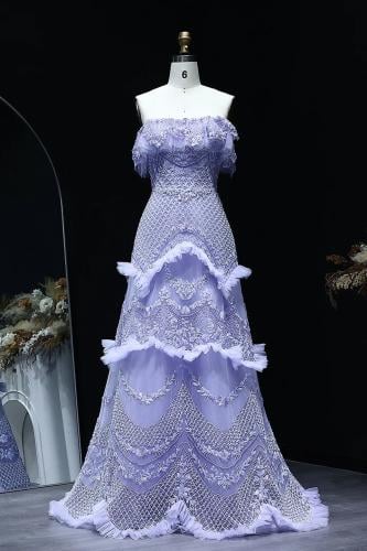 627 - فستان اوف شولدر - بنفسجي