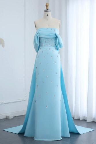 فستان اوف شولدر ستان ازرق - RC161