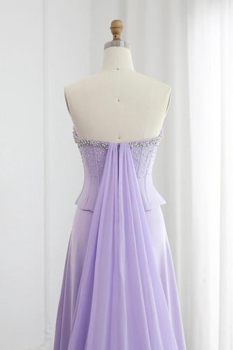 RC55 - فستان قطعتين كورسيه مع كريستالات - بنفسجي