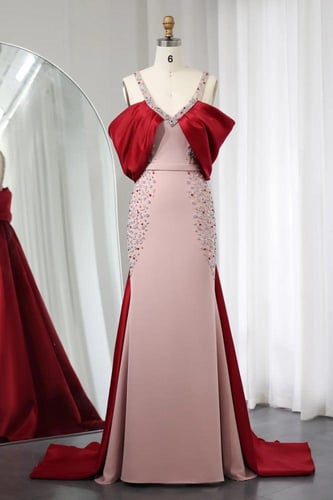 فستان خمري وردي RC122