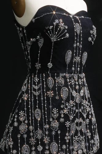 629 -فستان متكون من قطعتين - اسود