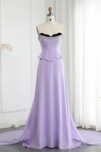 RC510 - فستان سهره كورسيه قطعتين مع كريستالات بنفس...