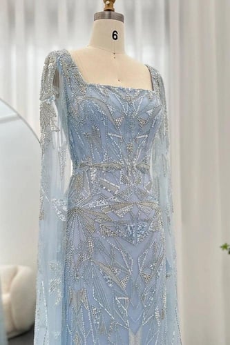 RC300 فستان ازرق شك يدوي - اكمام كاب