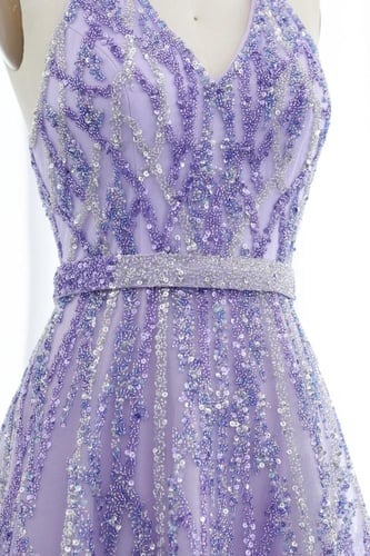 RC219 - فستان شك هالتر بنفسجي
