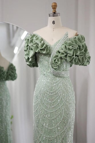 RC113 فستان اخضر اوف شولدر