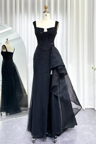 RC131 - فستان اسود شك يدوي