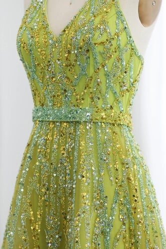 RC219 - فستان شك هالتر اخضر