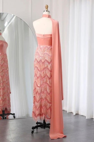 RC162 - فستان خرز هدب - بطيخي