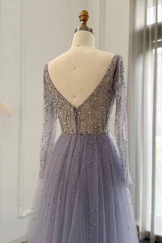 فستان بنفسجي مع تنورة