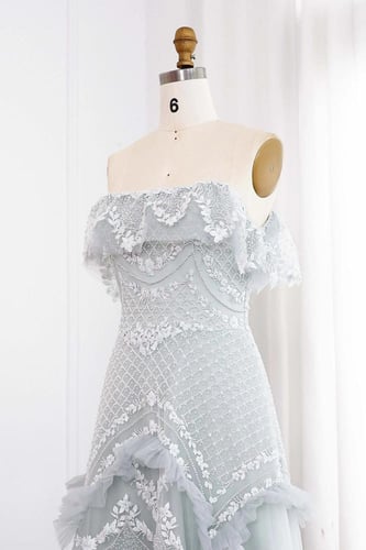 627 - فستان اوف شولدر - رمادي