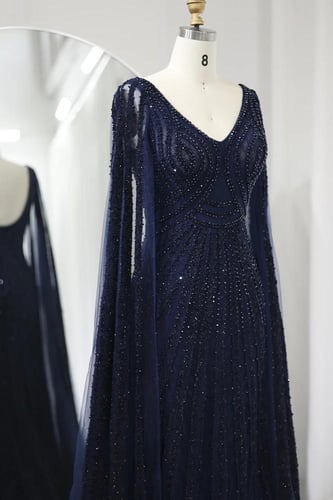 RC26 فستان ازرق كحلي بأكمام الكاب