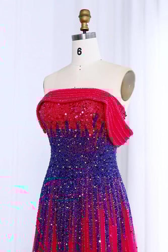 RC107 فستان فوشي أوف شولدر