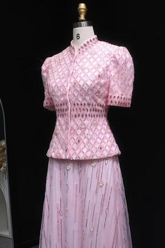 628 -فستان متكون من قطعتين - وردي