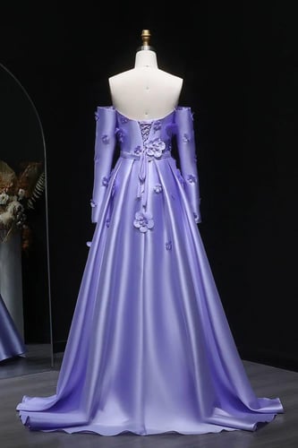 635 - فستان سهره اوف شولدر بنفسجي