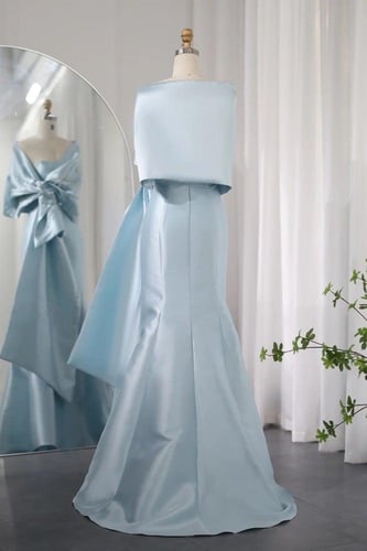 فستان ستان ازرق سماوي