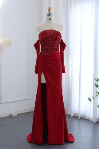 فستان سهره كورسيه احمر ماروني 602