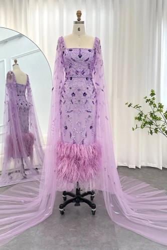 فستان ريفييرا كوتور سقنتشر شك و ريش - بنفسجي