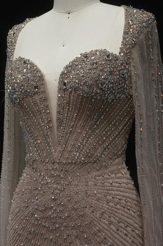 RC240 - فستان سهره شك يدوي ثقيل - ذهبي