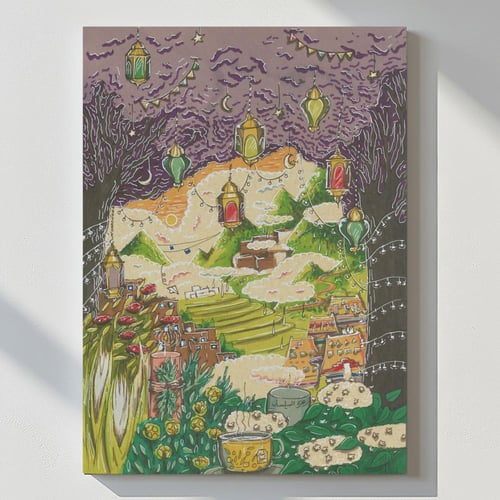 منطقة عسير في شهر رمضان في فصل الربيع مطبوعة على ك...