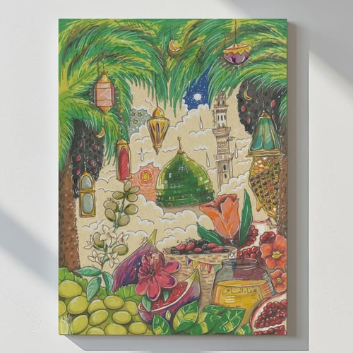 المدينة المنورة في شهر رمضان في فصل الربيع مطبوعة...