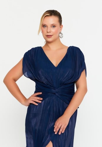 فستان زفاف ماكسي شيفون بأكمام قصيرة ومقاس كبير