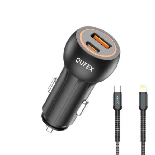 Qufex Mobile Car Charger+Type C To Lightning Cable...