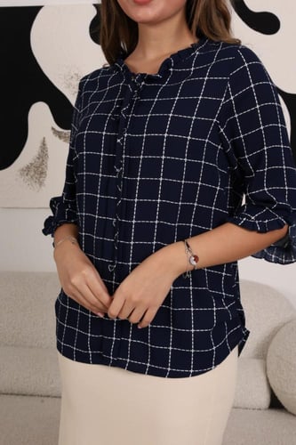 بلوزة كاروهات رسميه للدوامات انيقة