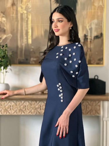 فستان كحلي قطعتين