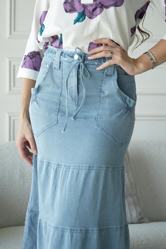 تنورة جينز ناعم طبقات