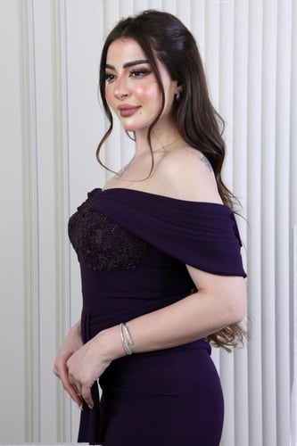 فستان موف بتطريز